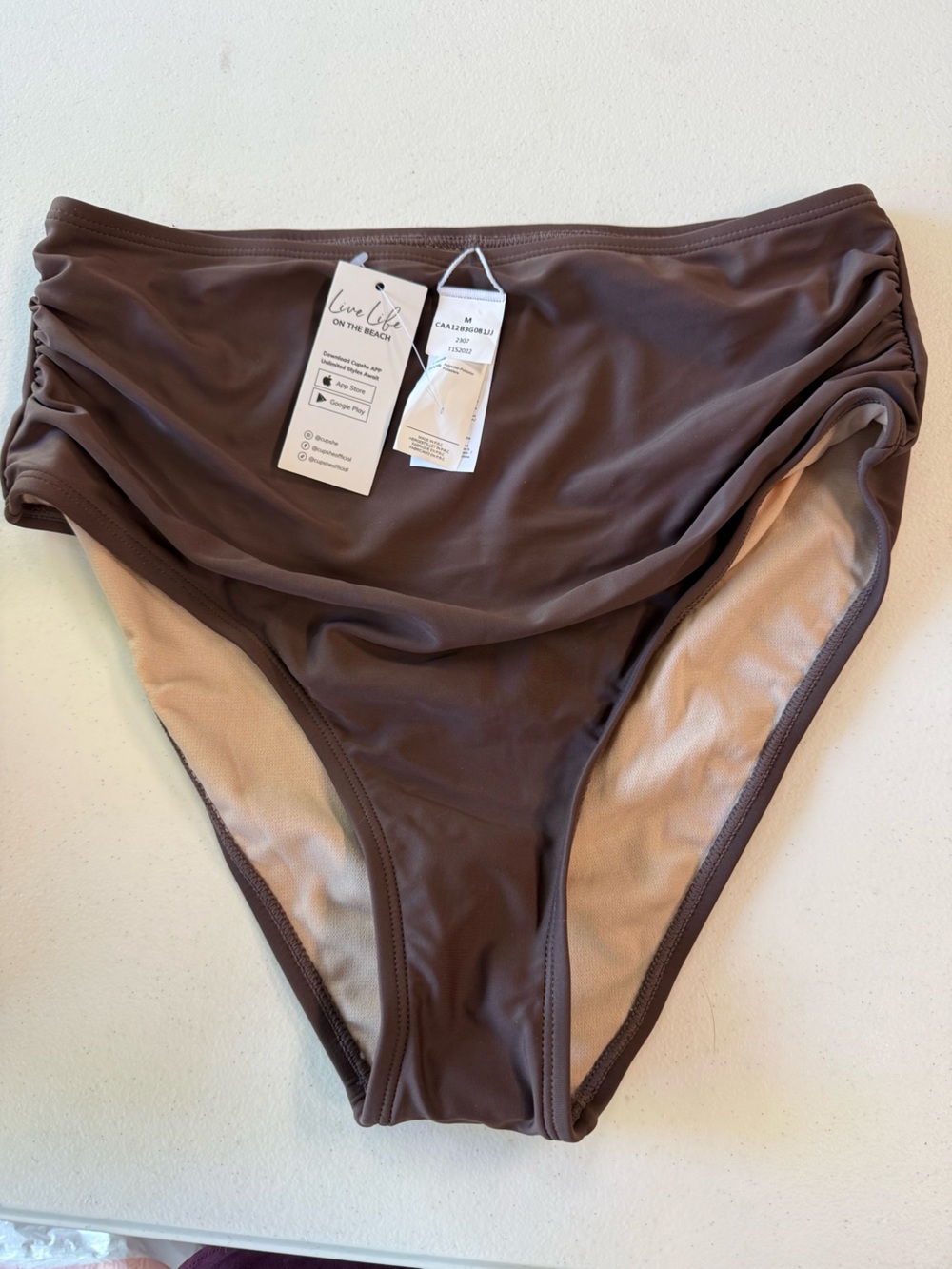 NWT Brown High-Waist Bikini Bottom